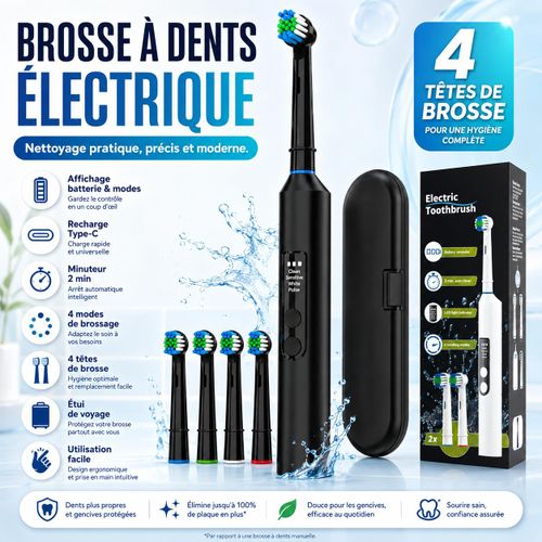 Brosse à dents électrique rechargeable Type-C avec affichage numérique
