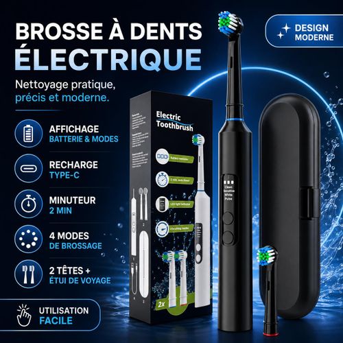 Brosse à dents électrique rechargeable Type-C avec affichage numérique